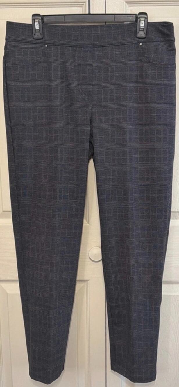 Womens dress pants pull-on stretch plaid, 89th & Madison, SZ L